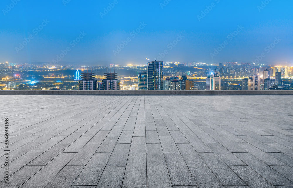 Sticker empty square floor and nanjing city scenery, china