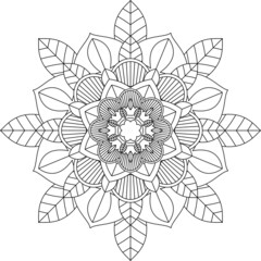 Easy Mandala coloring book simple and basic for beginners, seniors and children. Set of Mehndi flower pattern for Henna drawing and tattoo. Decoration in ethnic oriental, Indian style.