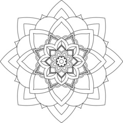 Fototapeta premium Easy Mandala coloring book simple and basic for beginners, seniors and children. Set of Mehndi flower pattern for Henna drawing and tattoo. Decoration in ethnic oriental, Indian style.