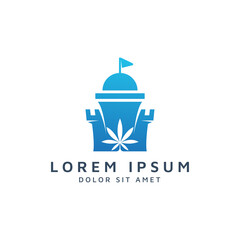 castle and cannabis negative space logo design