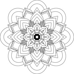 Easy Mandala coloring book simple and basic for beginners, seniors and children. Set of Mehndi flower pattern for Henna drawing and tattoo. Decoration in ethnic oriental, Indian style.