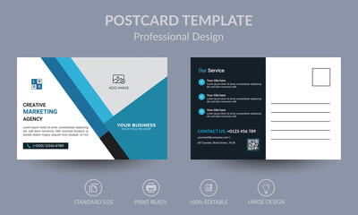 Blue Corporate business postcard or EDDM postcard design template