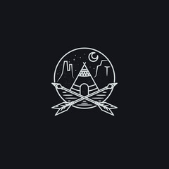 vector of wigwam teepee tent mono line style illustration. © RedSummer