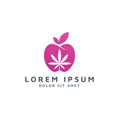 apple and cannabis negative space logo design