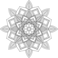 Easy Mandala coloring book simple and basic for beginners, seniors and children. Set of Mehndi flower pattern for Henna drawing and tattoo. Decoration in ethnic oriental, Indian style.