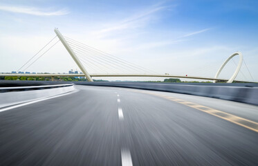 Expressway background and city scenery in Nanjing, China