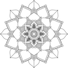 Easy Mandala coloring book simple and basic for beginners, seniors and children. Set of Mehndi flower pattern for Henna drawing and tattoo. Decoration in ethnic oriental, Indian style.