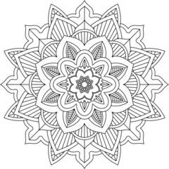 Easy Mandala coloring book simple and basic for beginners, seniors and children. Set of Mehndi flower pattern for Henna drawing and tattoo. Decoration in ethnic oriental, Indian style.