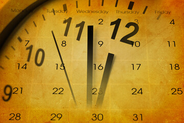 Grunge clock and calendar
