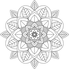 Easy Mandala coloring book simple and basic for beginners, seniors and children. Set of Mehndi flower pattern for Henna drawing and tattoo. Decoration in ethnic oriental, Indian style.