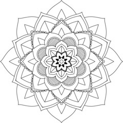Easy Mandala coloring book simple and basic for beginners, seniors and children. Set of Mehndi flower pattern for Henna drawing and tattoo. Decoration in ethnic oriental, Indian style.