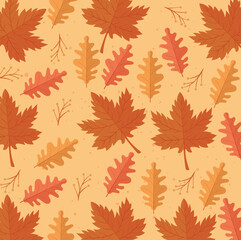 Obraz premium happy thanksgiving celebration card with leafs pattern background vector illustration design