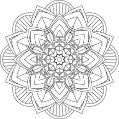 Easy Mandala coloring book simple and basic for beginners, seniors and children. Set of Mehndi flower pattern for Henna drawing and tattoo. Decoration in ethnic oriental, Indian style.