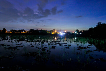 sunset over the river