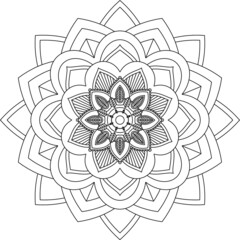 Easy Mandala coloring book simple and basic for beginners, seniors and children. Set of Mehndi flower pattern for Henna drawing and tattoo. Decoration in ethnic oriental, Indian style.