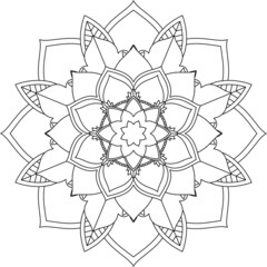 Easy Mandala coloring book simple and basic for beginners, seniors and children. Set of Mehndi flower pattern for Henna drawing and tattoo. Decoration in ethnic oriental, Indian style.