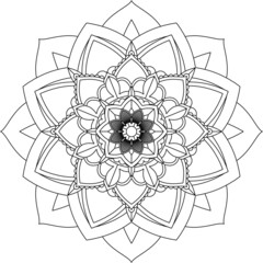 Easy Mandala coloring book simple and basic for beginners, seniors and children. Set of Mehndi flower pattern for Henna drawing and tattoo. Decoration in ethnic oriental, Indian style.