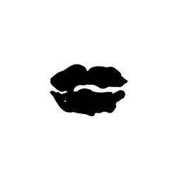 Lips grunge brush print. Mouth artwork. Vector illustration.