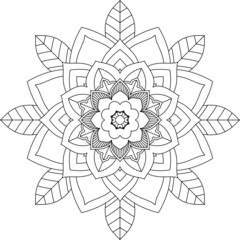 Easy Mandala coloring book simple and basic for beginners, seniors and children. Set of Mehndi flower pattern for Henna drawing and tattoo. Decoration in ethnic oriental, Indian style.