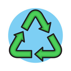 Recycle Icon Filled Line Style. Recycling Waste Vector Illustration. Nature Cycle Logo Symbol Sticker