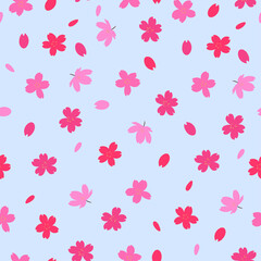 Seamless pattern with sakura flowers. Vector graphics.