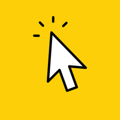 Arrow click icon. Clicking cursor. Linear vector.