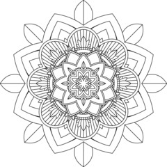Easy Mandala coloring book simple and basic for beginners, seniors and children. Set of Mehndi flower pattern for Henna drawing and tattoo. Decoration in ethnic oriental, Indian style.