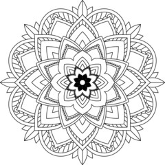 Easy Mandala coloring book simple and basic for beginners, seniors and children. Set of Mehndi flower pattern for Henna drawing and tattoo. Decoration in ethnic oriental, Indian style.