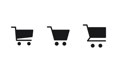 Shopping cart icon collection. Online commerce symbol. E-commerce vector sign.