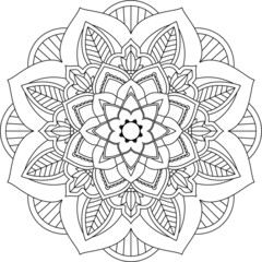 Easy Mandala coloring book simple and basic for beginners, seniors and children. Set of Mehndi flower pattern for Henna drawing and tattoo. Decoration in ethnic oriental, Indian style.