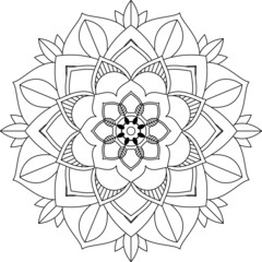 Easy Mandala coloring book simple and basic for beginners, seniors and children. Set of Mehndi flower pattern for Henna drawing and tattoo. Decoration in ethnic oriental, Indian style.