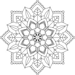 Easy Mandala coloring book simple and basic for beginners, seniors and children. Set of Mehndi flower pattern for Henna drawing and tattoo. Decoration in ethnic oriental, Indian style.