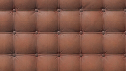 Close-up background of brown vintage Chesterfield leather sofa. 3D-rendering