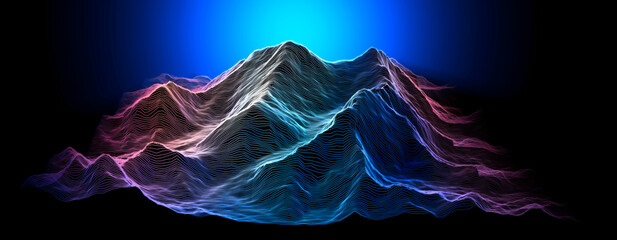 Mount Everest, relief height, mountains. Lhotse, Nuptse. Himalaya map. The highest mountain in the world. Hud, digital grid, display. Abstract. 3d render - obrazy, fototapety, plakaty
