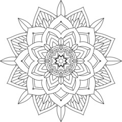 Easy Mandala coloring book simple and basic for beginners, seniors and children. Set of Mehndi flower pattern for Henna drawing and tattoo. Decoration in ethnic oriental, Indian style.