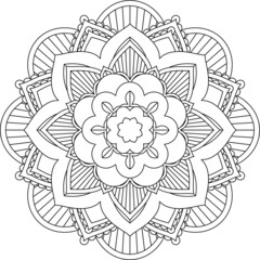 Easy Mandala coloring book simple and basic for beginners, seniors and children. Set of Mehndi flower pattern for Henna drawing and tattoo. Decoration in ethnic oriental, Indian style.