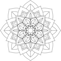 Easy Mandala coloring book simple and basic for beginners, seniors and children. Set of Mehndi flower pattern for Henna drawing and tattoo. Decoration in ethnic oriental, Indian style.