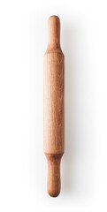 Wooden rolling pin isolated on white background with clipping path
