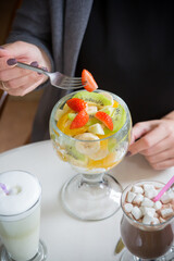 Colorful fruit salad bowl