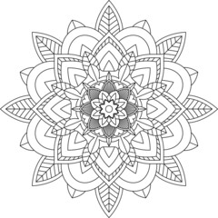 Easy Mandala coloring book simple and basic for beginners, seniors and children. Set of Mehndi flower pattern for Henna drawing and tattoo. Decoration in ethnic oriental, Indian style.