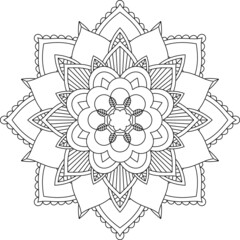 Easy Mandala coloring book simple and basic for beginners, seniors and children. Set of Mehndi flower pattern for Henna drawing and tattoo. Decoration in ethnic oriental, Indian style.