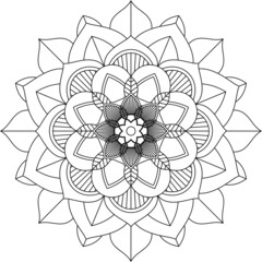 Easy Mandala coloring book simple and basic for beginners, seniors and children. Set of Mehndi flower pattern for Henna drawing and tattoo. Decoration in ethnic oriental, Indian style.