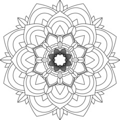 Easy Mandala coloring book simple and basic for beginners, seniors and children. Set of Mehndi flower pattern for Henna drawing and tattoo. Decoration in ethnic oriental, Indian style.