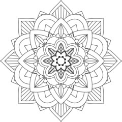 Easy Mandala coloring book simple and basic for beginners, seniors and children. Set of Mehndi flower pattern for Henna drawing and tattoo. Decoration in ethnic oriental, Indian style.