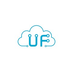 Initial letter UF cloud logo isolated on white background