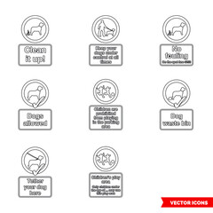 Community safety notice signs icon set of outline types. Isolated vector sign symbols. Icon pack.