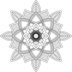 Easy Mandala coloring book simple and basic for beginners, seniors and children. Set of Mehndi flower pattern for Henna drawing and tattoo. Decoration in ethnic oriental, Indian style.