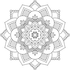 Easy Mandala coloring book simple and basic for beginners, seniors and children. Set of Mehndi flower pattern for Henna drawing and tattoo. Decoration in ethnic oriental, Indian style.