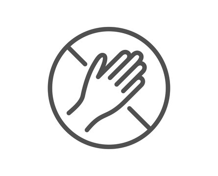 Dont touch line icon. Hand warning sign. Hygiene notification symbol. Quality design element. Linear style dont touch icon. Editable stroke. Vector