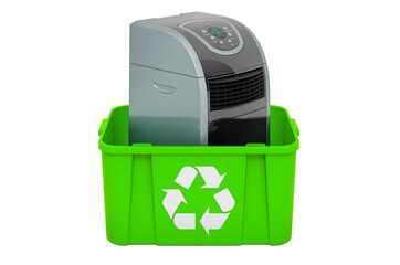 Recycling trashcan with portable air conditioner, 3D rendering